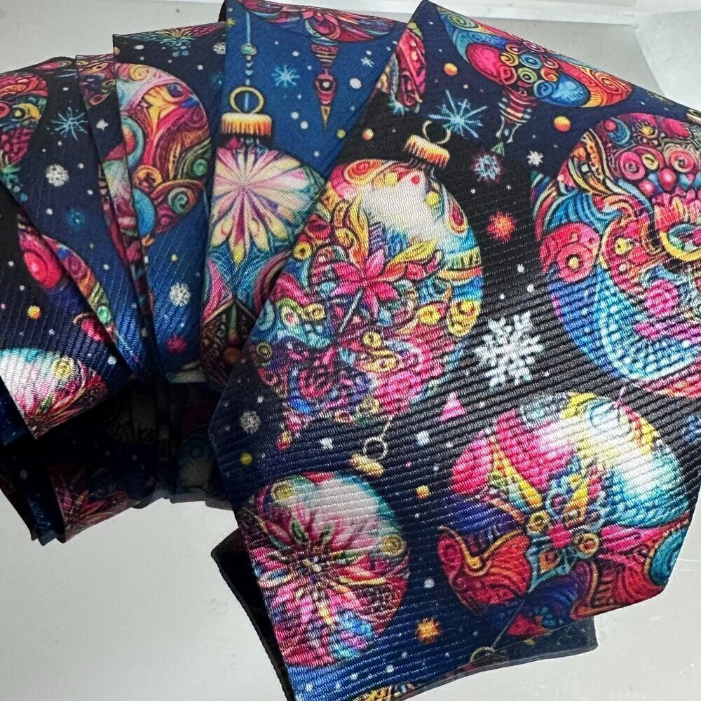 Christmas Tie Festive Tree Ornaments Designer Menswear Necktie Mens Gift Luxury